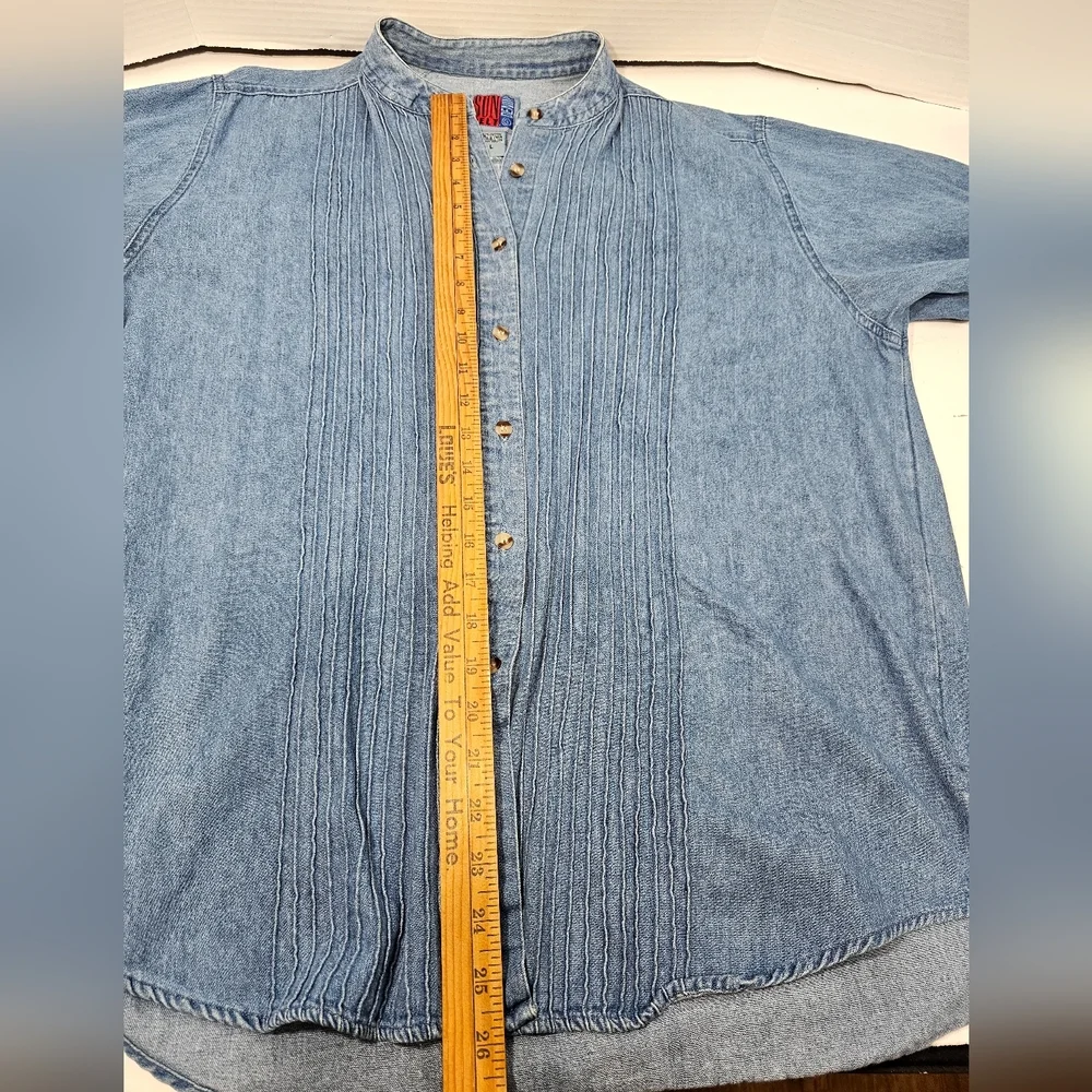 Sun Belt Blue Denim Button-Up Shirt Sz L Womens - Picture 8 of 11